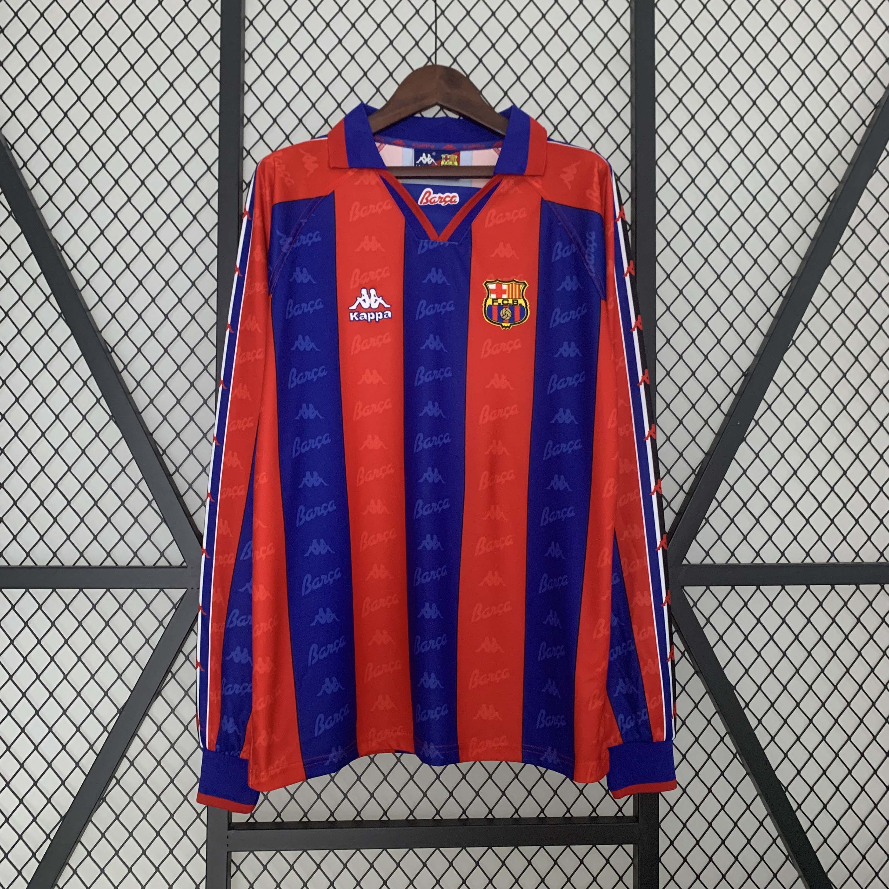 1995-1997 Retro Long Sleeve Barcelona Home Football Shirt 1:1 Thai Quality