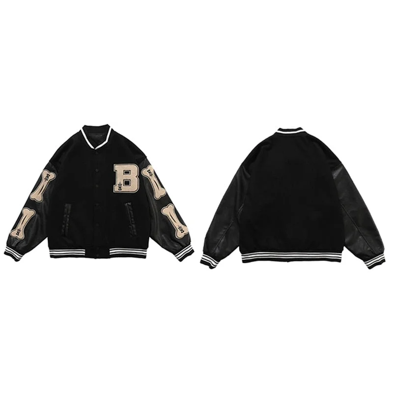 Toloer Varsity Lettering Embroidery Jacket-Outfit Ideas