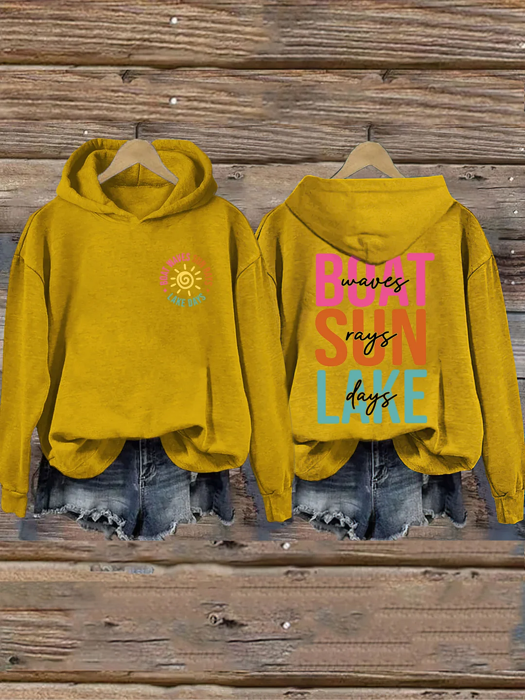 Boat Waves Sun Rays Lake Days Hoodie