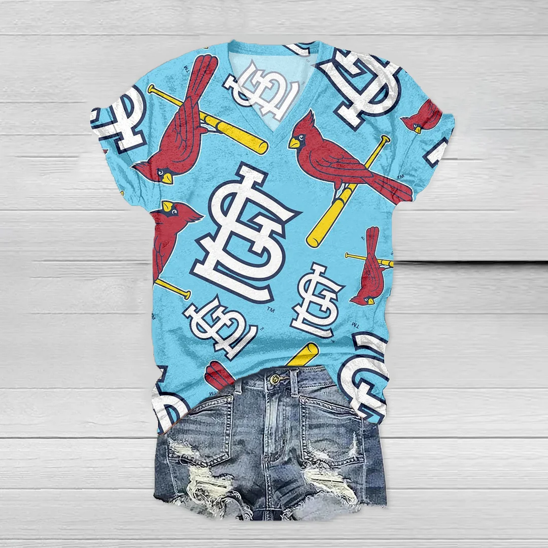 St. Louis Cardinals Print V-Neck T-Shirt