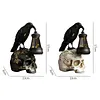 Resin Crow Skull Lamp Gothic Crow Night Light Handcrafted Retro Skull Lamp