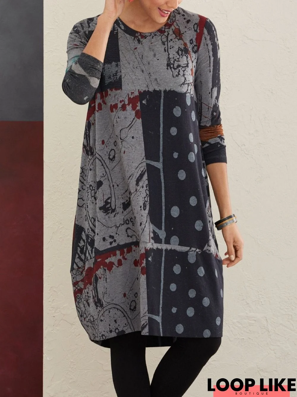 Polka Dots Casual Long Sleeve Fall Dresses