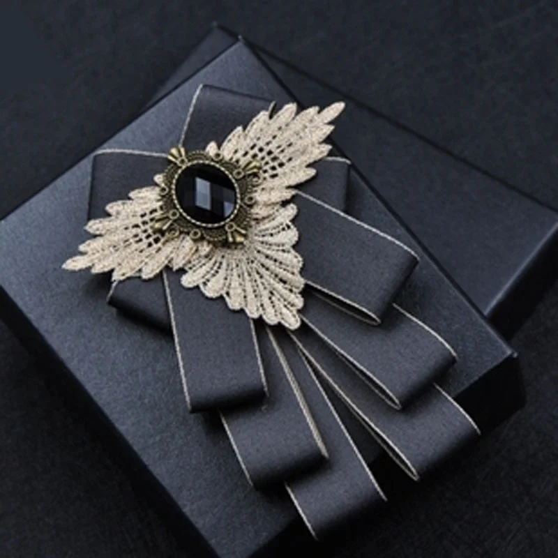 Fashion New Casual Multilayer Bowtie Diamond Brooch Rhinestone Red Bow Tie Brooch Set Wedding Groom Groomsmen Pocket Square Men