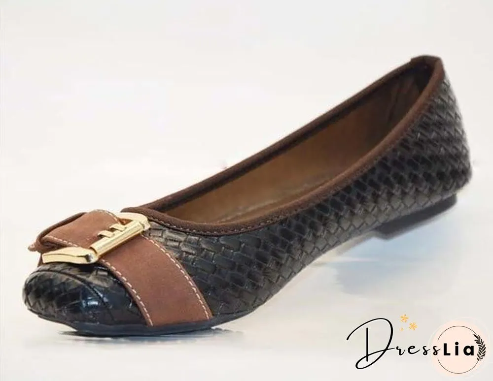 Women's Loafers Flats Buckle Knitted Flat Heel Soft Bottom Boat Shoes