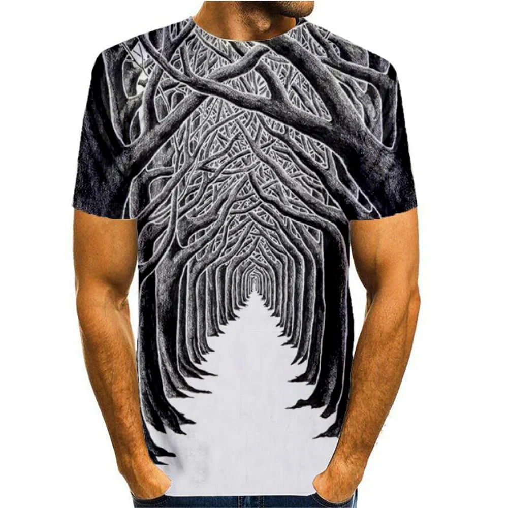 3D Graphic Short Sleeve Shirts 3D Trees