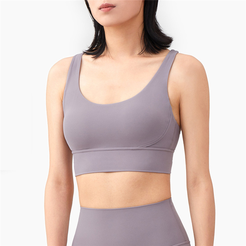 Violet verbena sports bra with built in cups