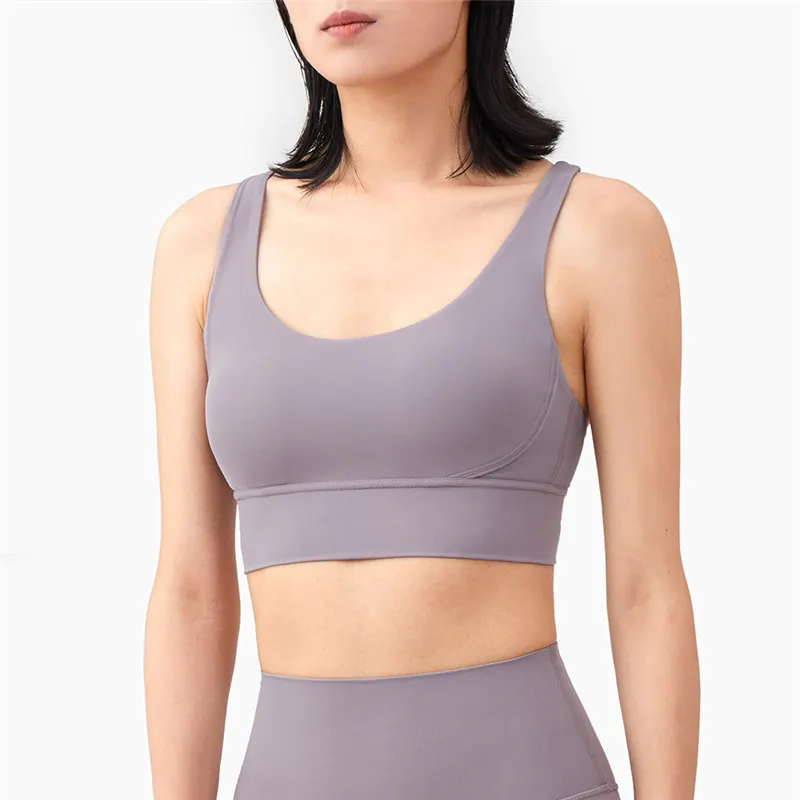 Violet verbena sports bra with built in cups