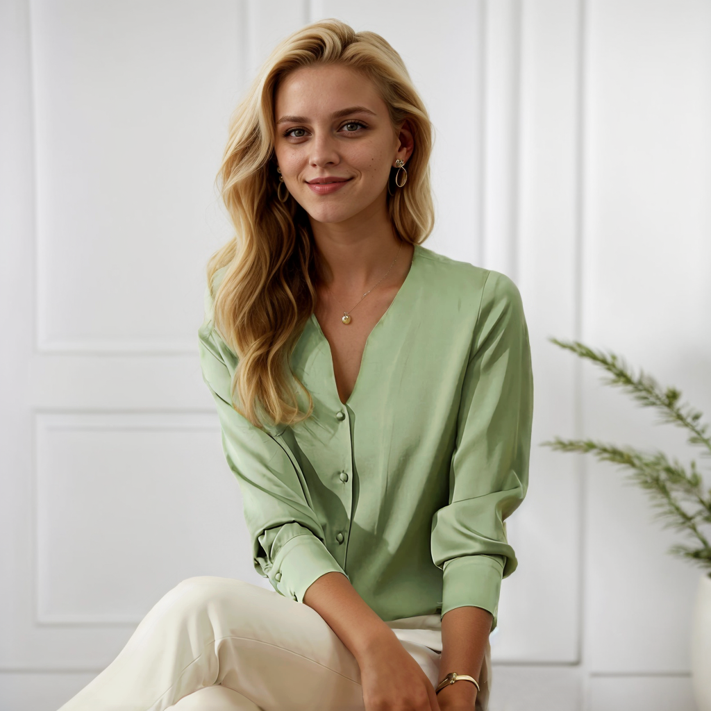 Elegant Silk Shirt with Fashionable Long Sleeves REAL SILK LIFE