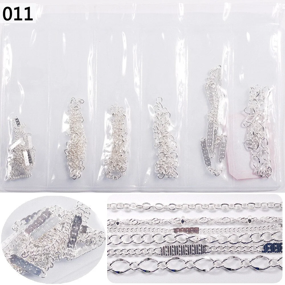 50cm / Six / Bag New Color Mixed Fashion Nail Art Creative Decoration Chain DIY Nail Art Creation Accessories 3d Charms