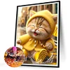 Diamond Painting -DIY Full Round Drill Yellow Raincoat Cat