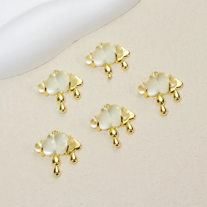 5 PCS/Package Synthetic Resin Copper 18K Gold Plated Clouds Jewelry Accessories Pendant