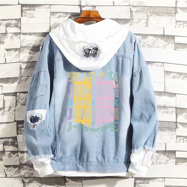 BTS Member Name Creative Denim Jacket