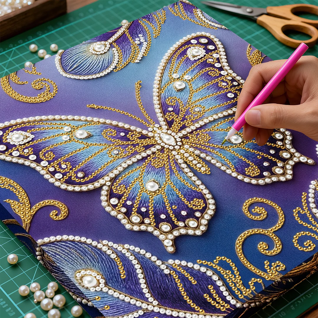 Butterfly - DIY Pearl Diamond Art Kit With Frame 25*25cm