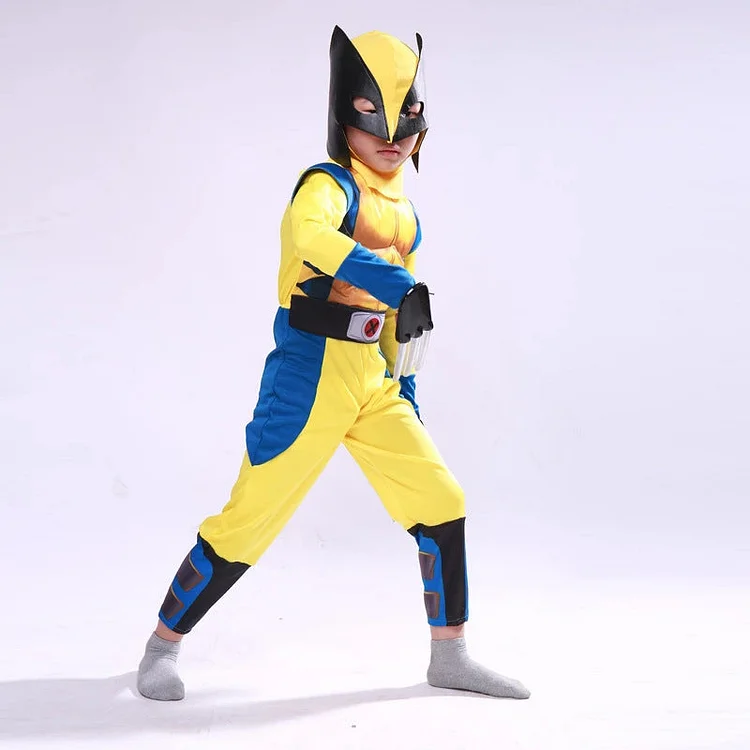 Mayoulove Wolverine Superhero Cosplay Costume with Mask Boys Girls Bodysuit Halloween Fancy Jumpsuits-Mayoulove