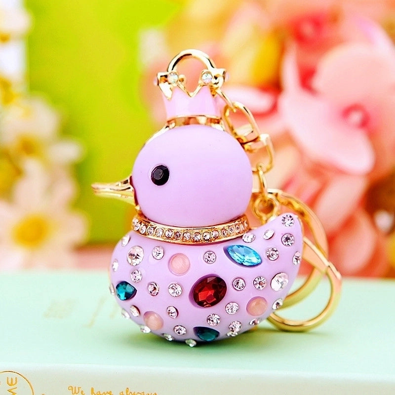 Cartoon Style Cute Duck Resin Diamond Women’s Bag Pendant Keychain