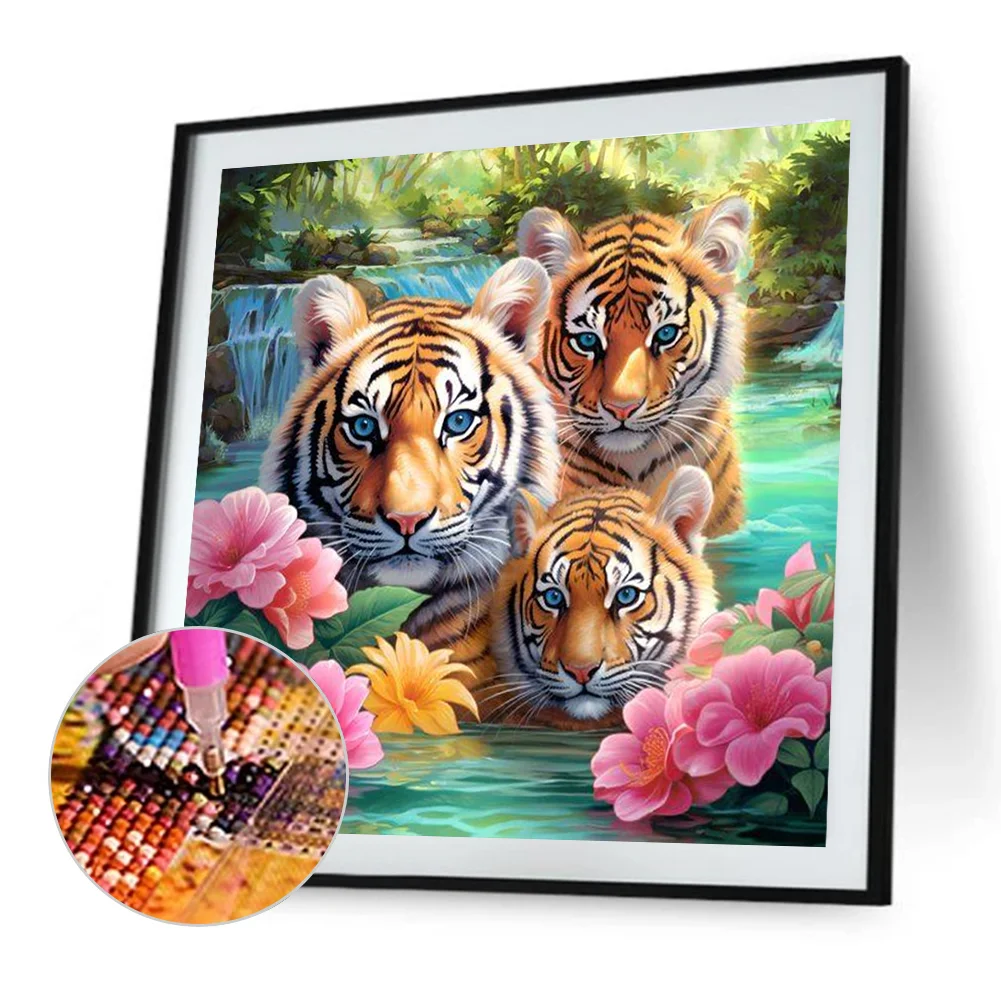 Diamond Painting - Full Round Drill - Tigers(Canvas|40*40cm)