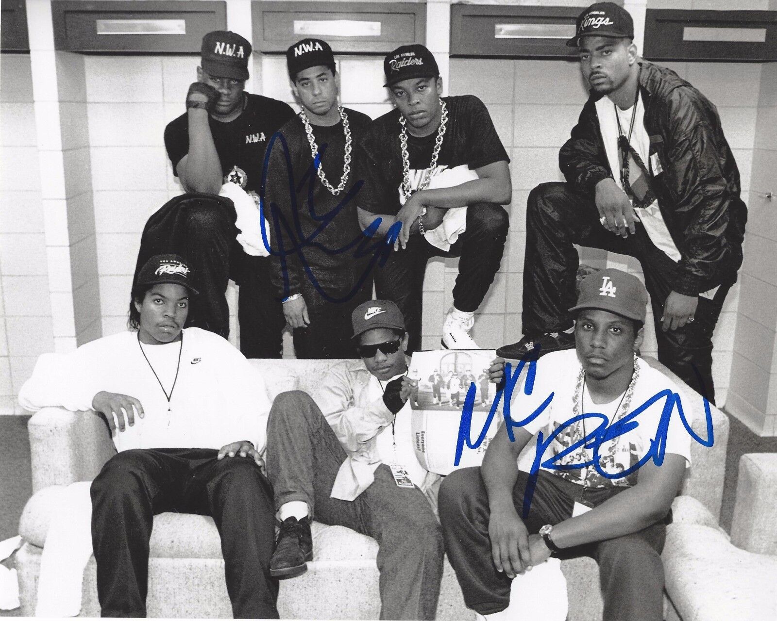 RAP CREW N.W.A SIGNED 8X10 Photo Poster painting MC REN DJ YELLA w/COA NWA X2 COMPTON LA ALBUM