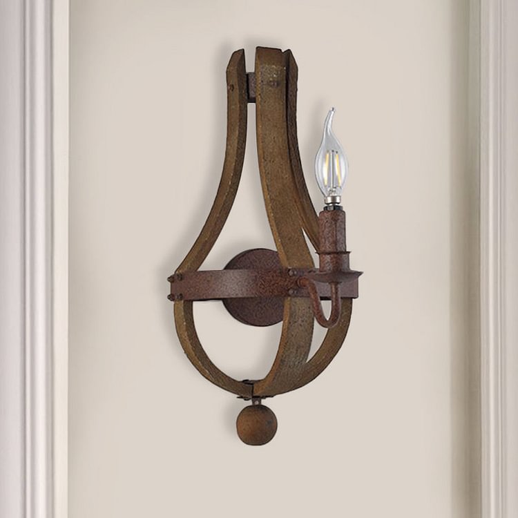 8"/11.5"/15" Wide Candle Metal Sconce Light Country 1/2/3 Lights Dining Room Wall Lighting Fixture in Rust