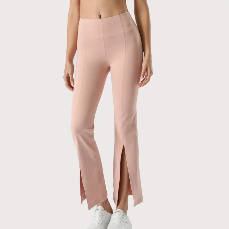 Mid-Rise Casual Bottom Slit Micro-Flare Pants