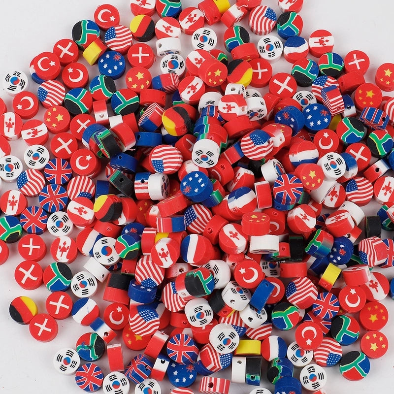 1 Pack Soft Clay Rainbow Heart Shape Beads