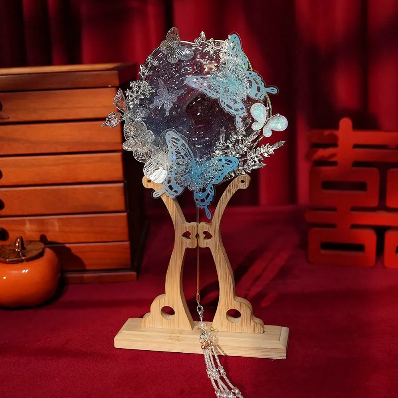 Hand Bouquet Chinese Bride Wedding Gift Scepter Round Fan