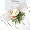 10PCS Morandi Wedding Catering Bridal Groom Guests Corsage Boutonniere Wrist Artificial Flower Bouquets