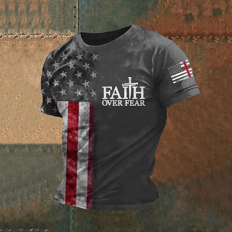 Men's Vintage Flag Faith Print T-shirt