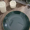 10 Pack | 8" Glossy Hunter Emerald Green Round Plastic Dessert Plates With Gold Rim, Disposable Appetizer Salad Party Plates