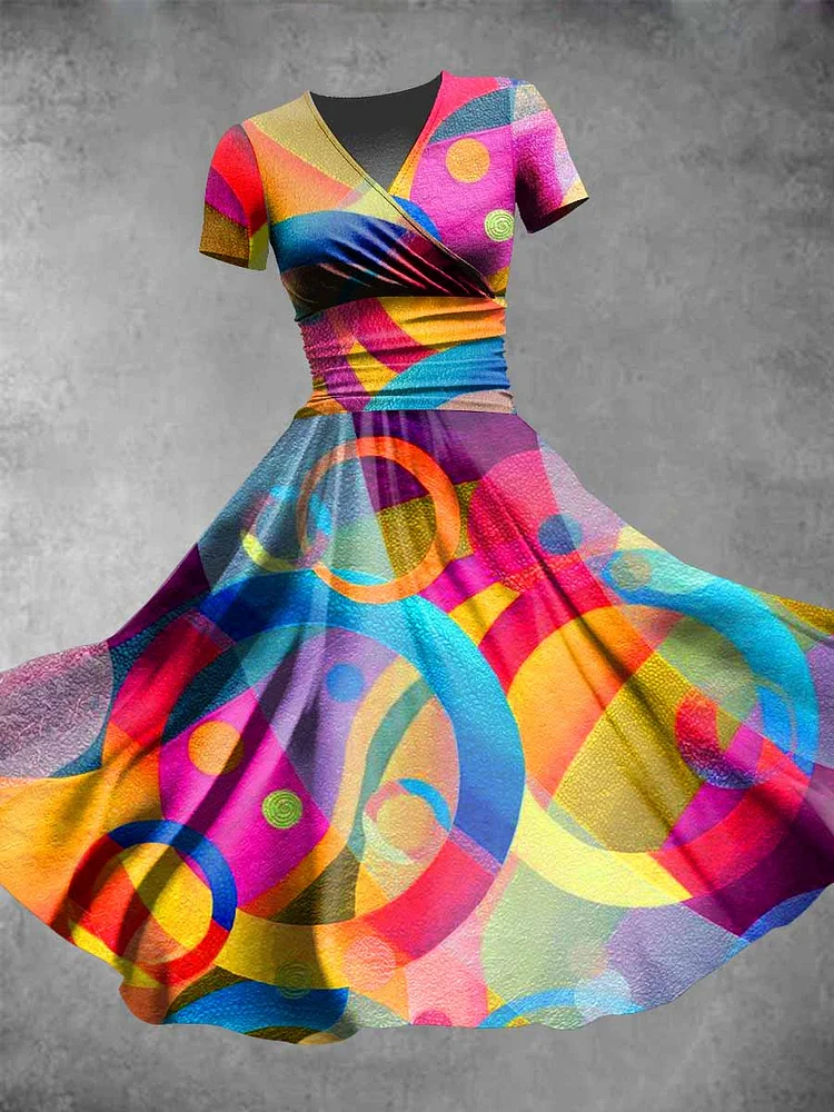 Women's Pride Day Rainbow Colorful Circle Art Illustration Print Maxi Dress
