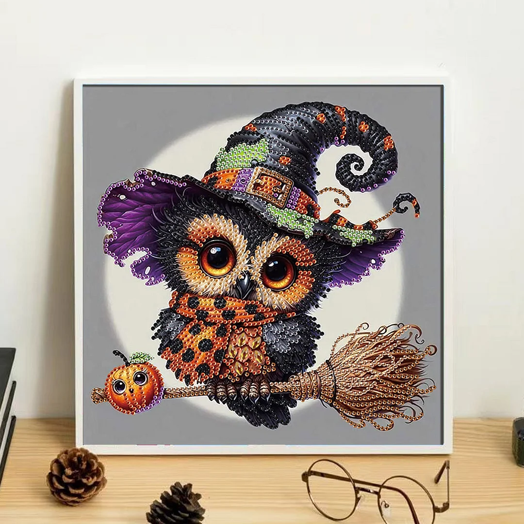 Diamond Painting - Partial Special Shaped Drill - Halloween Owl(Canvas|30*30cm)