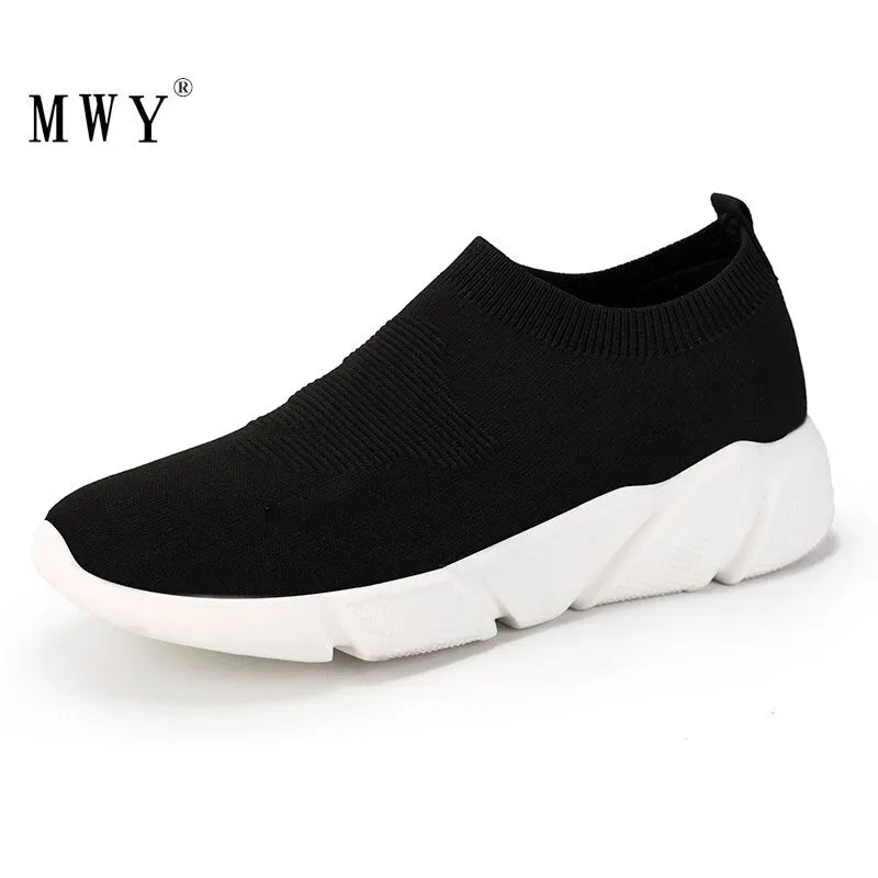 MWY Women Casual Shoes Breathable Knit Mesh Socks Sneakers Unisex Zapatilla Mujer Outdoor Walking Shoes Women Trainers Plus Size