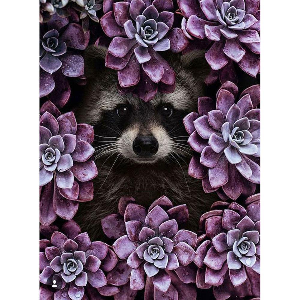 Diamond Painting - Full Round - Raccoon Flower