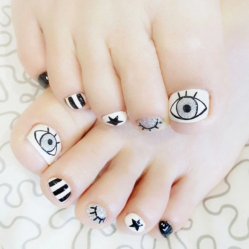 24Pcs Lovely Cherry Toe Nails With Design Acrylic Fake Toenails For Foot DIY Lady Full Cover Tip Manicure Tool-Nail Inspo