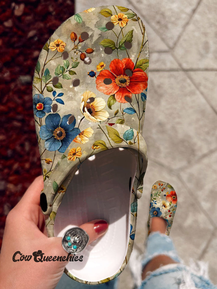 Vintage Art Print Casual Hole Slippers Multicolor / 36