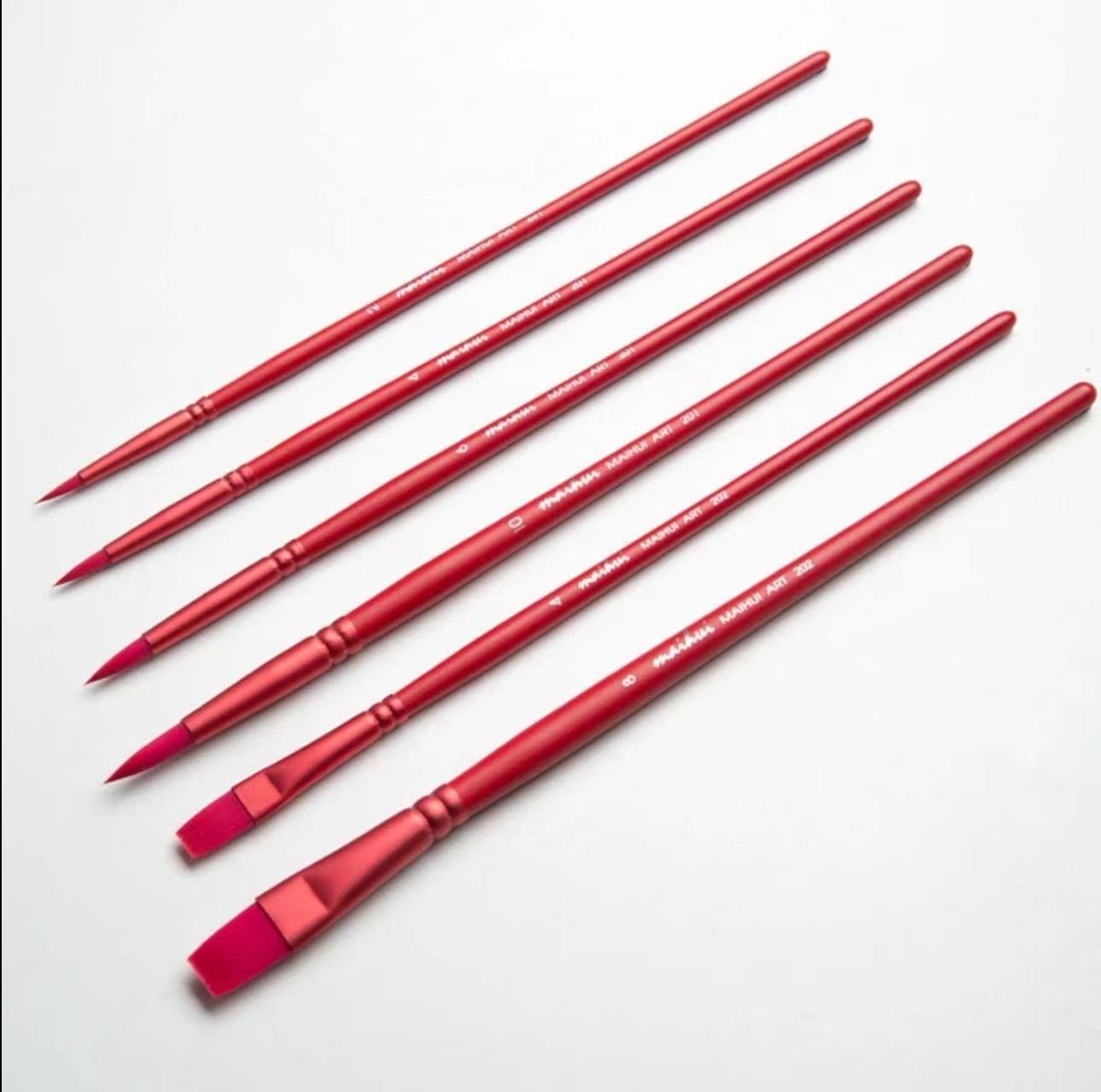 6PCS Nylon Hair smoothly Brush Paint by numbers-Red