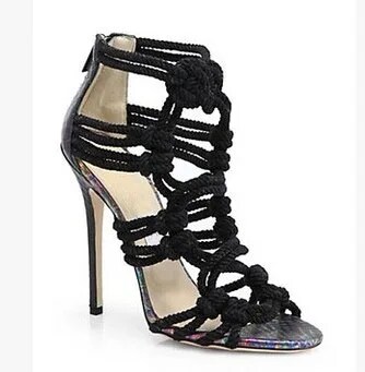 VCSHOES Rope Crossed Knot Sandals Women Gladiator Thin High Heels Open Toe Female High Heels Party Dress Stilettos Shoes