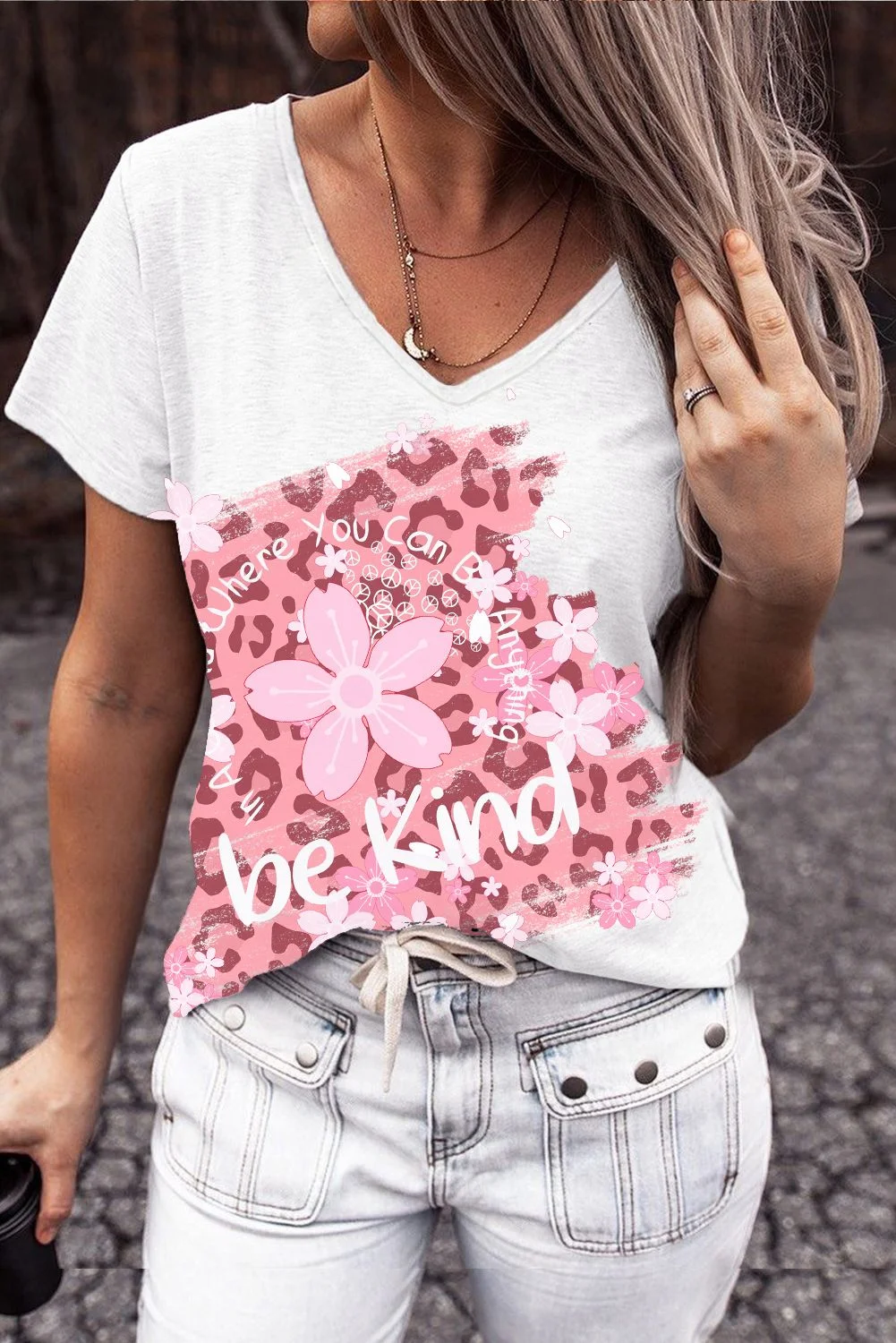 Pink Cherry Blossoms Leopard T-Shirts