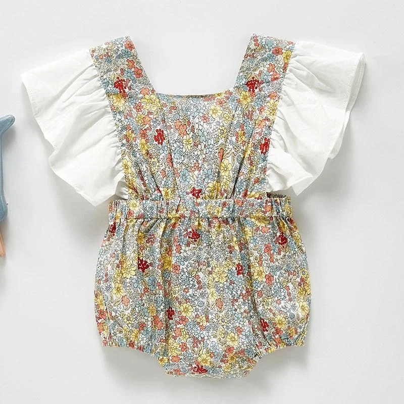 New 2021 Summer Cute Baby Girl Sleeveless Rompers Kids Girl Floral Rompers Baby Girl Newborn Rompers Clothes