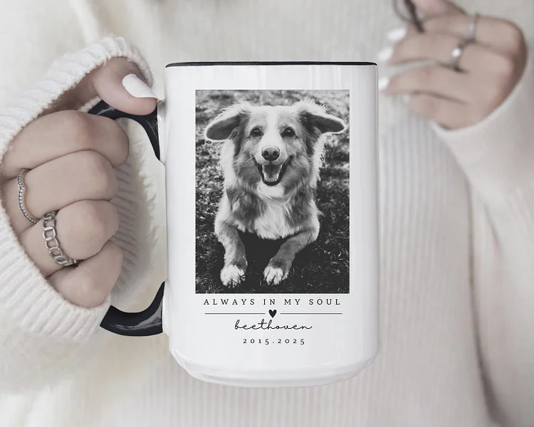 Custom Pet Memorial Mug - Personalized Photo & Name Tribute Gift for Dog & Cat Lovers