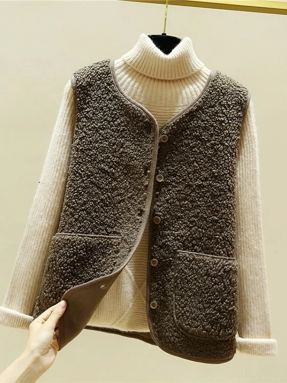 Athvotar Athvotar Plush Vest Women 2025 Autumn And Winter Short Korean Version Of The Fur Coat