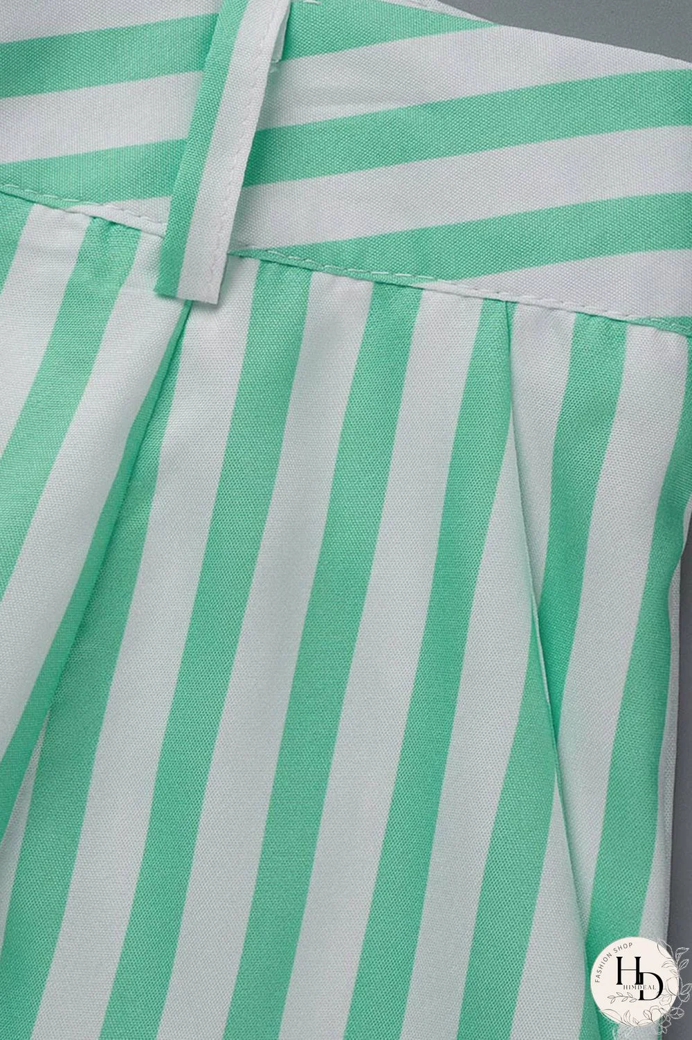 Red Casual Striped Print Patchwork Straight High Waist Wide Leg Full Print Bottoms