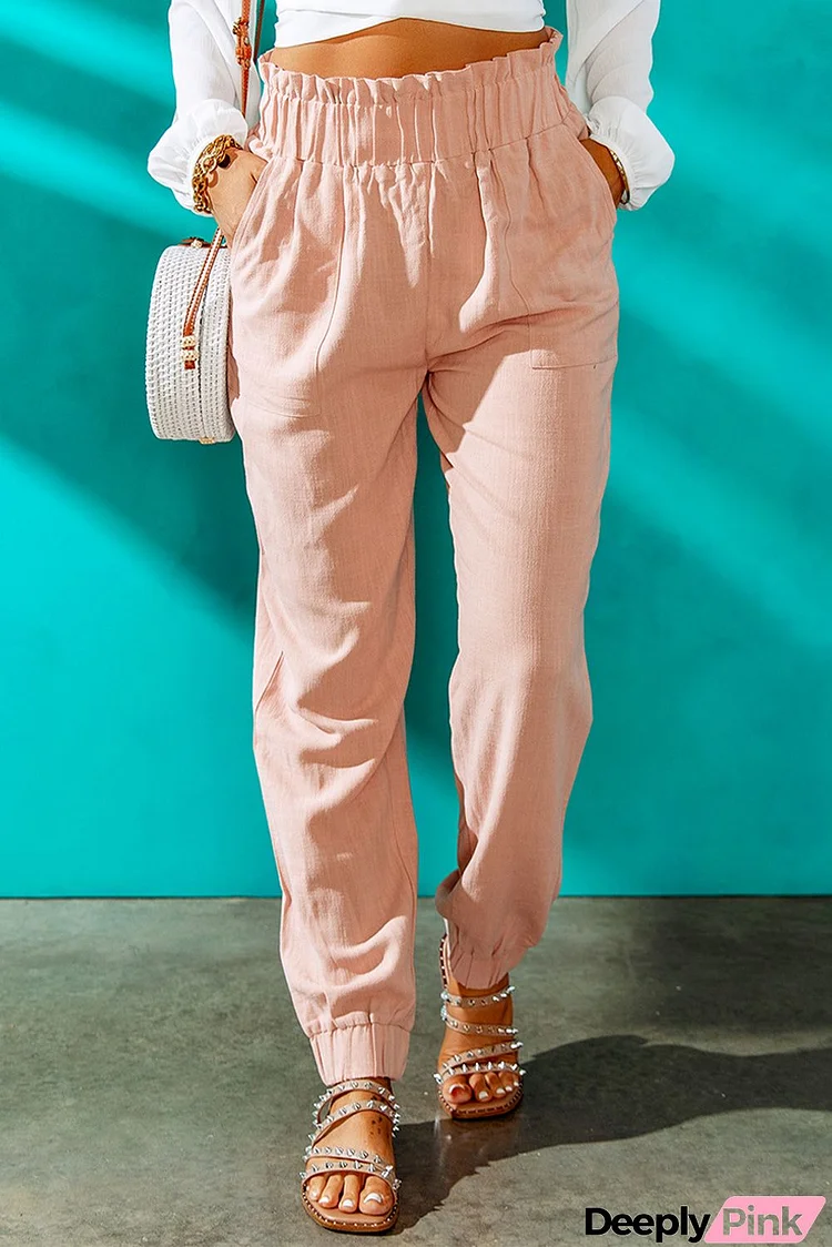 Pink Waistband High Waist Pants