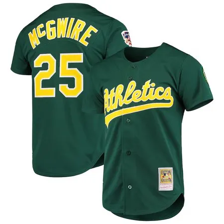 Men's Oakland Athletics #25 Mark McGwire Green 1997 Cooperstown Collection Authentic Jersey