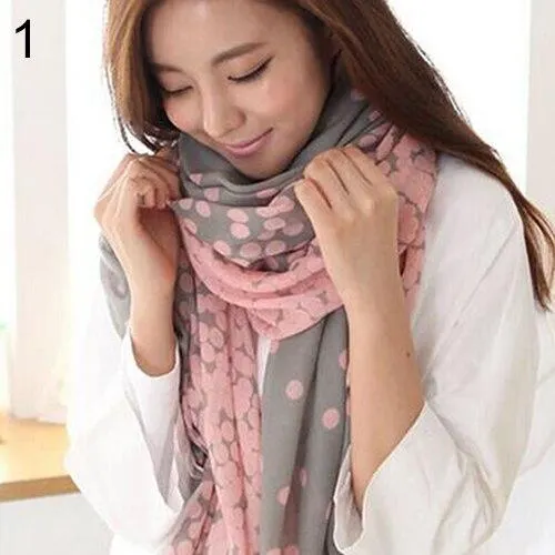 Women's Long Candy Gradual Color Round Dots Scarf Shawl Wraps Stole Soft Scarves clearance sale items