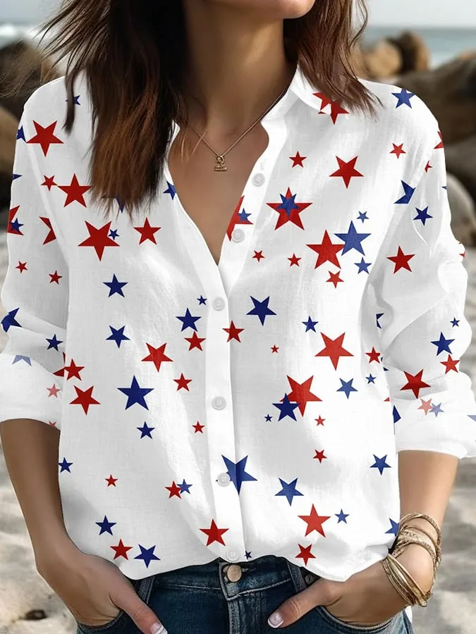 Women's America 250th Anniversary Cotton Linen Shirt 