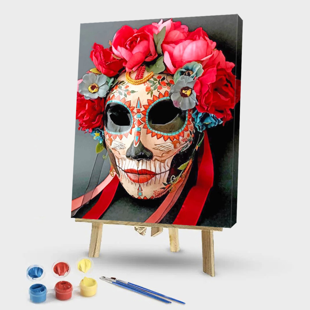 

40*50CM - Paint By Numbers - Flower Skull, 501 Original
