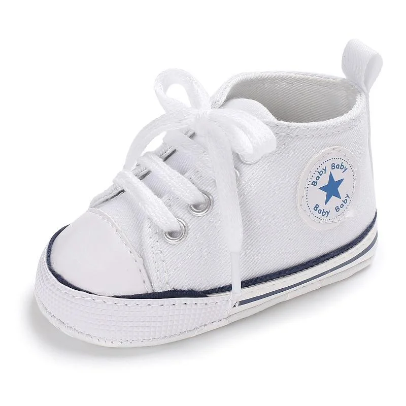 Baby Shoes Boy Girl Star Solid Sneaker Cotton Soft Anti-Slip Sole Newborn Infant First Walkers Toddler Casual Canvas Crib Shoes
