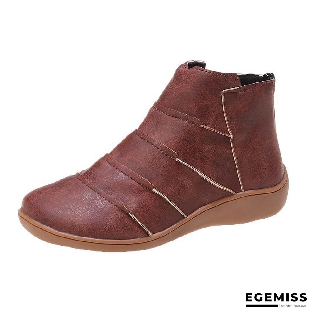 Round head large size fashion boots women's autumn and winter new flat bottomed Roman boots women's Boots | EGEMISS