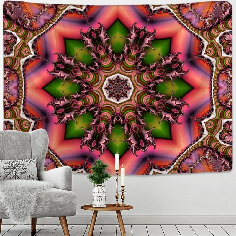 Radiant Mandala Tapestry Wall Hanging Psychedelic Colorful Hippie Tapiz Mystery Art Boho Style Home Decor