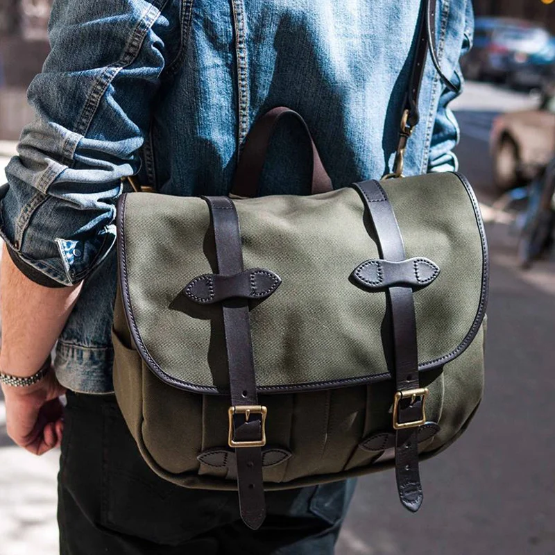 American Retro Waxed Canvas Shoulder Messenger Bag